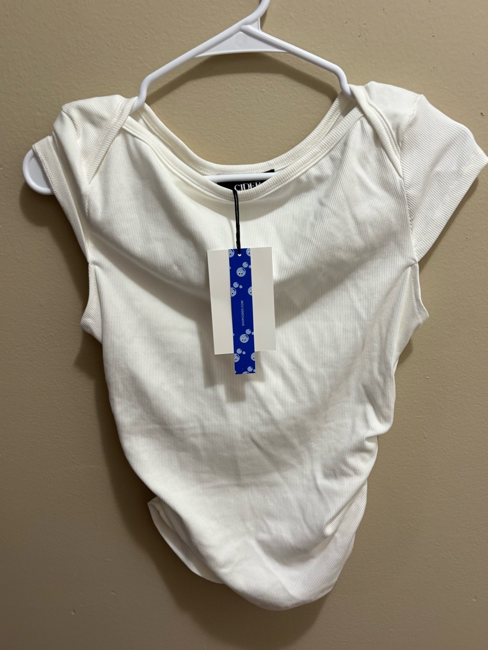 Cider Cream Ribbed Short Sleeve Top